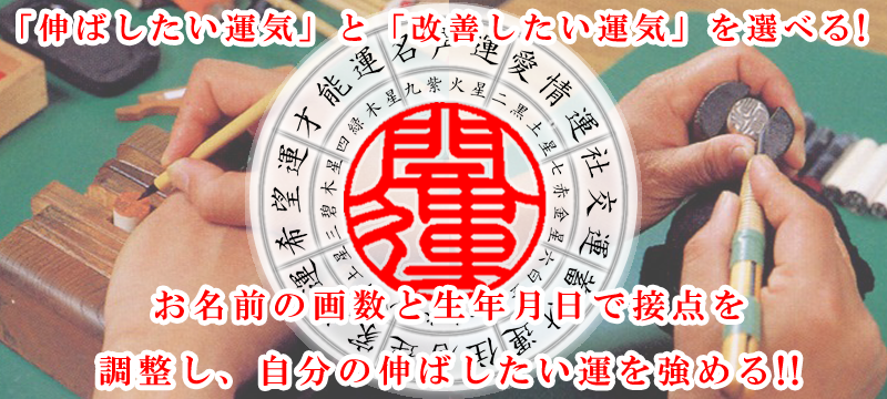 「伸ばしたい運気」と「改善したい運気」を選べる!!お名前の画数と生年月日で接点を調整し、自分の伸ばしたい運を強める!!